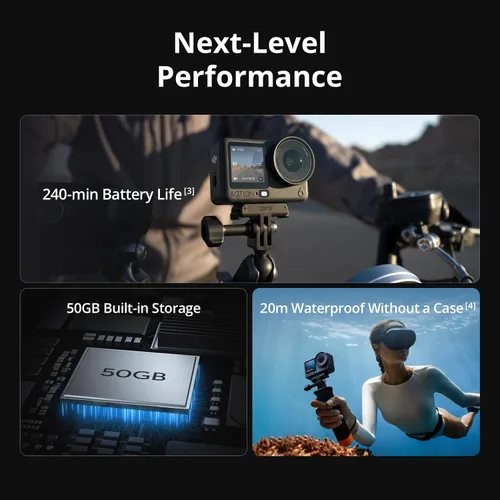 Vista 6 de DJI Osmo Action 6 Capture More Combo, cámara de acción impermeable 8K con sensor cuadrado de 1/1.1", apertura variable de f/2.0–f/4.0, duración