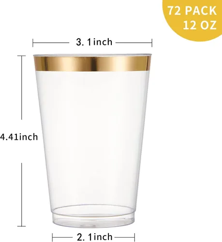 Vista 7 de N9R 160 cubiertos de plástico dorado+ 72 vasos de plástico dorados+100 cubiertos de plástico dorado