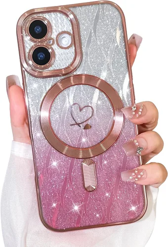 Vista 32 de Bonoma Funda con purpurina para iPhone 13 Pro Max, bonita funda 3D con patrón de chapado en degradado de mariposa de diamante, protección de cámara