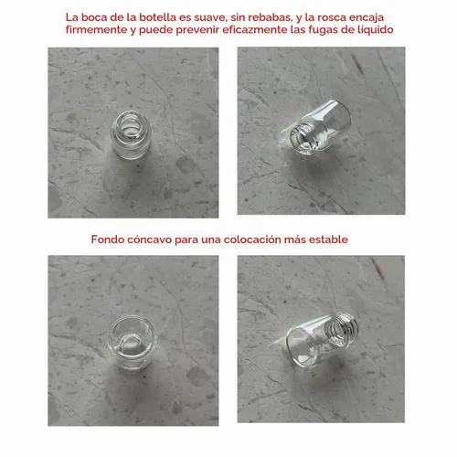 Vista 5 de viales de vidrio transparente de 2 ml con tapas de rosca y tapones de plástico, vial pequeño de muestra de líquido de 1/2 dracma, vial a prueba