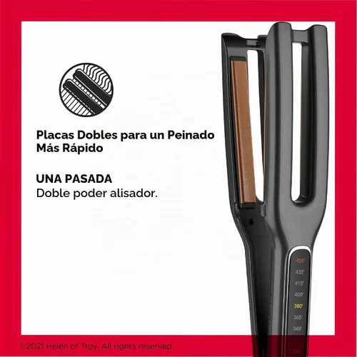 Vista 2 de Revlon Plancha de pelo de doble placa de cobre y cerámica recta Estilo más rápido y daño reducido