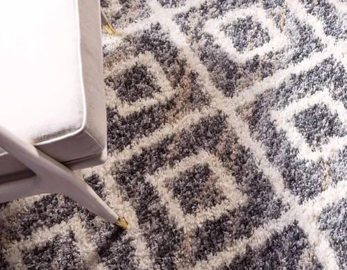 Vista 4 de Unique Loom Hygge Shag Collection - Alfombra de área de diamante (4 pies 1 pulgada x 6 pies 1 pulgada, rectangular, gris/beige)
