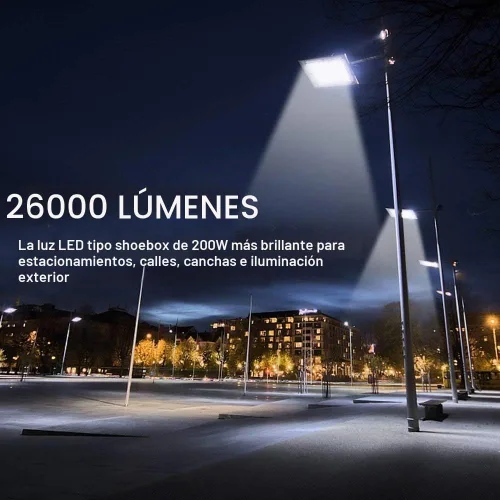 Vista 7 de ledmo Luces LED para Estacionamiento de 200W, 5000K, Luces de Poste Tipo Caja para Calles, Impermeables, 26000LM, Súper Brillantes, de Anochecer a
