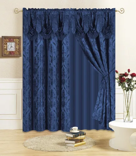 Vista 15 de All American Collection Nuevo juego de cortinas de 4 piezas con cenefa adjunta y transparente con 2 alzapaños incluidos