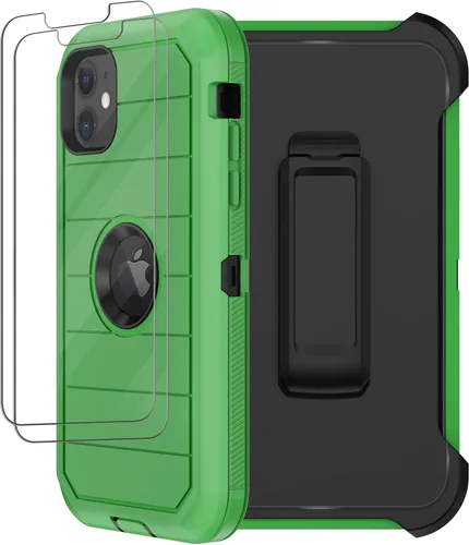 Vista 11 de Funda para iPhone 12, iPhone 12 Pro con funda de clip para cinturón, 2 protectores de pantalla, resistente grado militar, cuerpo completo, a prueba