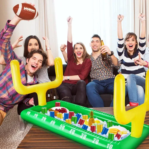 Vista 6 de Paquete de 2 enfriadores inflables de campo de fútbol, decoración de fiesta de fútbol, barra inflable para servir hielo para suministros de fiesta