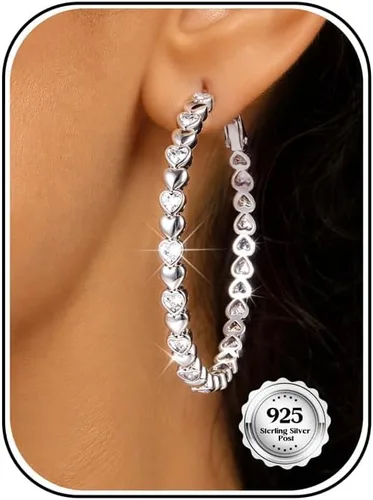 Vista 18 de Aretes de aro grandes de plata de ley 925 para mujer, 0.787/1.181/1.575 Circonita trenzada dorada
