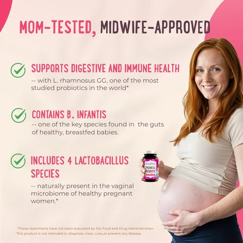 Vista 6 de Mama Natural Paquete prenatal – Vitaminas prenatales orgánicas para mujeres + probióticos seleccionados específicamente para el embarazo