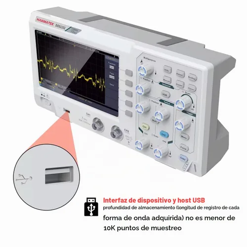 Vista 5 de HANMATEK DOS1102 - Osciloscopio digital con 110 MHz de ancho de banda, 2 canales y pantalla de 7 pulgadas / 18 cm, pantalla TFT-LCD, kit