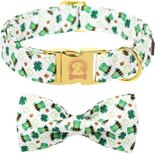 Vista 19 de MR. CHUBBYFACE - Collar de perro de San Valentín con corbatín, lindo collar de perro con corazón azul con hebilla de metal, collar de algodón