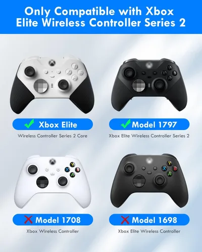 Vista 2 de Palillos de repuesto de metal y base de carga para Xbox Elite Wireless Controller Series 2 Core, AOJAKI accesorios de paletas de metal incluye 4