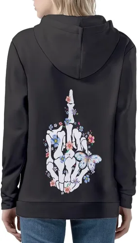 Vista 4 de Sprowallow Sudaderas con capucha de moda para mujer, manga larga, con cremallera, con bolsillos, abrigo Y2K, chaqueta de otoño con capucha