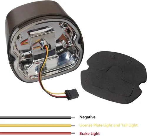 Vista 2 de NTHREEAUTO Luz trasera LED ahumada para motocicleta, luces traseras con luces de matrícula de freno compatibles con modelos Harley Dyna, FLST