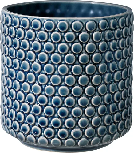 Vista 14 de Bloomingville Maceta de cerámica – Maceta negra de 5 pulgadas con lunares – Maceta moderna de cerámica con esmalte agrietado – Sin agujeros de Negro