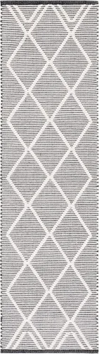 Vista 3 de SAFAVIEH Natura Collection - Alfombra de pasillo de 2 pies 3 pulgadas x 8 pies, color negro y marfil, hecha a mano de lana rústica marroquí bohemia