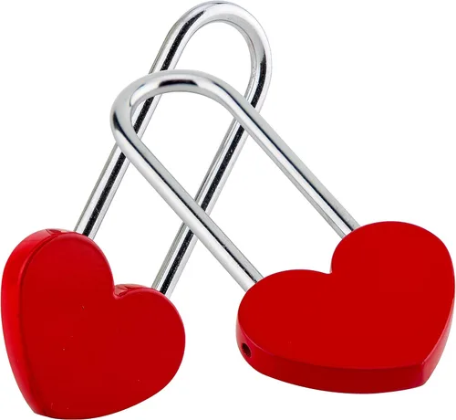 Vista 32 de Candado de amor VeYocilk de 3.5" 50mm en forma de corazón, candado de corazón negro para deseos de amor, ideal para bodas, San Valentín