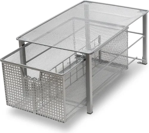 Vista 10 de Deco Brothers Cesta Deslizante Apilable Extraíble para Gabinete con Divisores, Grande, Bronce Organizador para debajo del fregadero, bronce