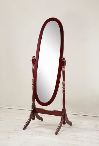 Vista 9 de Roundhill Furniture Espejo Cheval Tradicional Estilo Reina Ana de Madera para Piso, Negro