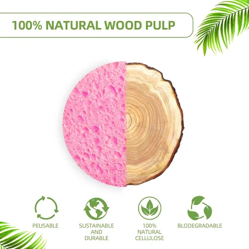 Vista 7 de 120 esponjas faciales comprimidas, 100 % natural, esponjas cosméticas de spa de celulosa para limpieza facial diaria, maquillaje y eliminación