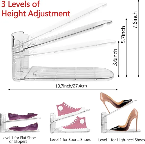 Vista 2 de Yes!Fresh Organizador de ranuras para zapatos, apilador de zapatos estilo boutique para un par de zapatos, zapatero separable para organización
