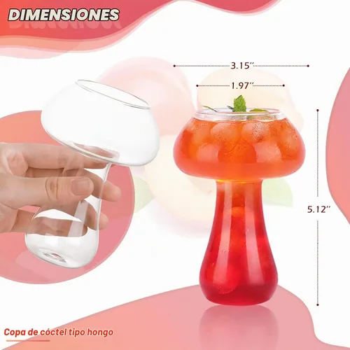Vista 2 de WHJY Vasos de vidrio de setas, copas creativas para cócteles, copas de hongos, copa de vino, copa de copa de vidrio, vasos de Martini divertidos