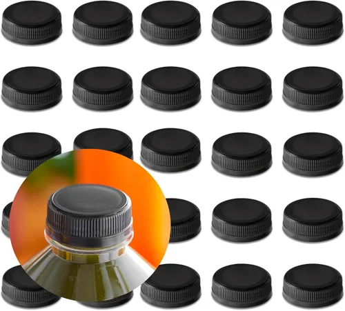 Vista 12 de Paquete de 25 tapas negras para botellas de 1.5 pulgadas, tapas de repuesto de plástico para botellas de 1.496 in, tapas de repuesto de plástico