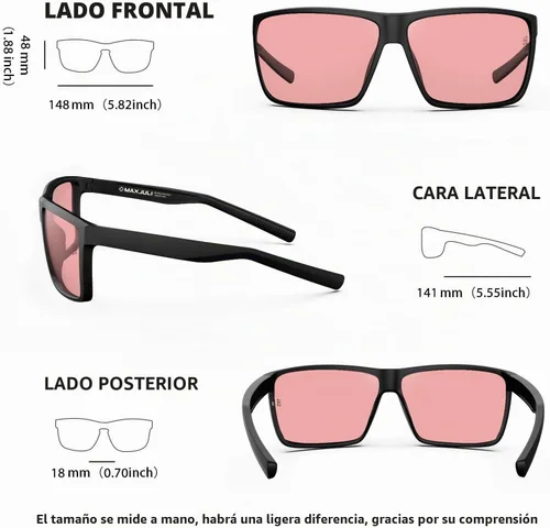 Vista 4 de MAXJULI Lentes de bloqueo de luz azul XL para hombres grandes, computadora/juegos/TV/teléfonos 8108 Negro/Fl-41 Rosa