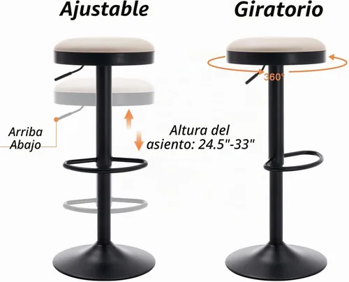 Vista 5 de Shunzhi Taburetes de bar redondos giratorios de altura de mostrador, juego