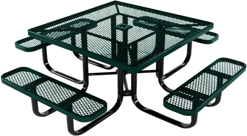 Vista 12 de COATEDOUTDOORFURNITURE Mesa de picnic cuadrada de 46 pulgadas, expandida, color negro