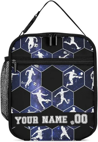 Vista 19 de Fiambrera de fútbol – Bolsa de almuerzo de fútbol reutilizable para mujeres, hombres y niños – Pequeña lonchera portátil plegable aislada