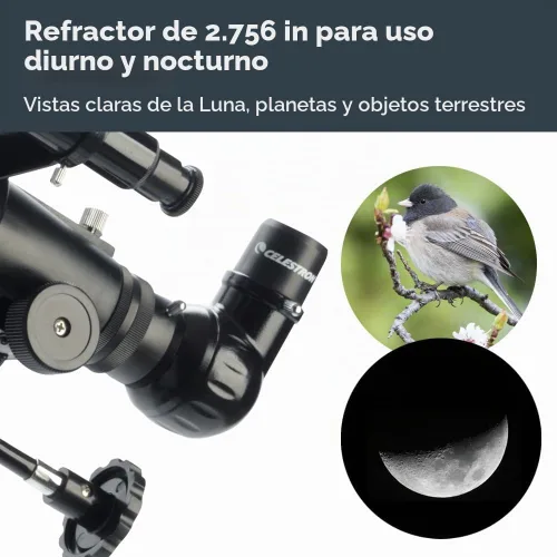 Vista 5 de Celestron - Telescopio PowerSeeker 70EQ - Telescopio ecuatorial alemán manual para principiantes - Compacto y portátil - Paquete de software