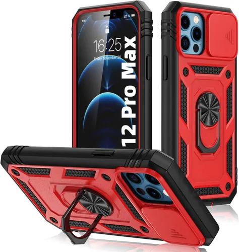 Vista 35 de Korecase Diseño para iPhone 12 Pro Max Kickstand Funda con cubierta de cámara de grado militar Caída de doble capa de cuerpo completo Protección a