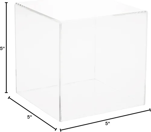 Vista 2 de Plymor Vitrina de acrílico transparente sin base, 5" x 5" x 5