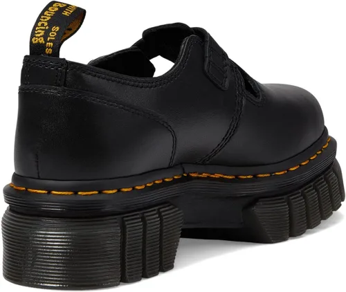 Vista 5 de Dr. Martens Audrick T Bar - Mocasines de plataforma para mujer, parte superior de cuero, cierre de correa de hebilla, tacón grueso