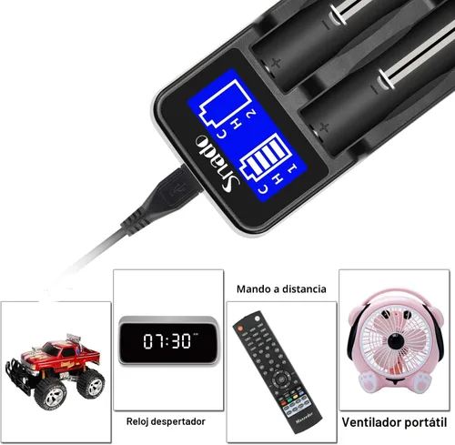 Vista 2 de SEWE - Cargador inteligente, monitor LCD, cargador universal inteligente para baterías recargables, baterías de iones de litio 18650 18490 18350