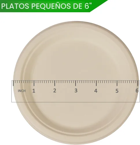 Vista 3 de GreenWorks 100 unidades de platos pequeños compostables de 6 pulgadas para postre, platos de papel de bagazo y fibra de bambú biodegradables y sin