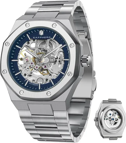 Vista 10 de BENYAR Mens Automatic Mechanical Watch Skeleton Dress Watch for Men Gris negro