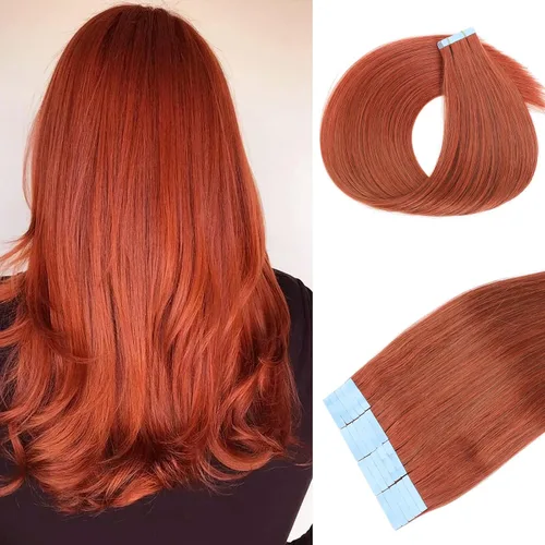 Vista 14 de Extensiones de cabello humano real con cinta, extensiones de cabello humano real de doble trama, extensiones de cabello humano lacio sin costuras