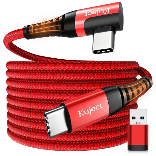 Vista 10 de Kuject Cable Link de 20 pies compatible con Quest 3S/3, Quest 2/Pro, Pico 4, accesorios trenzados de nailon para juegos Rift S/Steam VR, cable