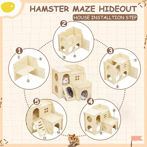 Vista 5 de Breezehug 4 piezas de jaula de hámster accesorios hámster plataforma