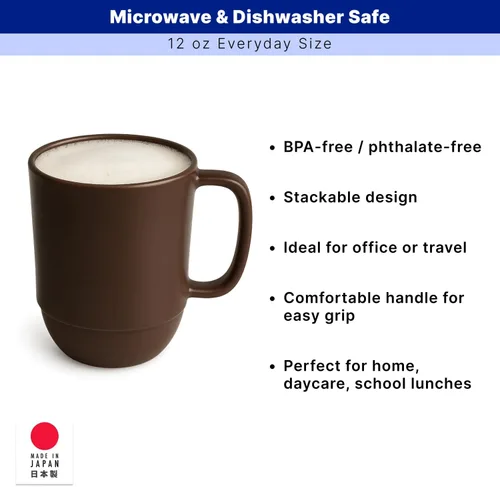 Vista 2 de JapanBargain Taza de plástico japonesa de 12 onzas, sin BPA, no tóxica, irrompible, para camping, café, té, leche, jugo, agua, taza de agua, hecha