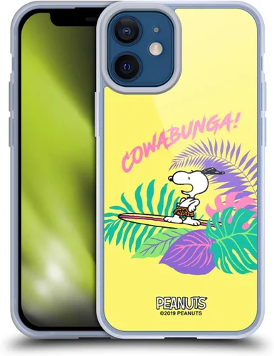 Vista 106 de Head Case Designs Funda de gel suave con licencia oficial de Peanuts Tropical Surf Snoopy Aloha Disco compatible con Apple iPhone 13 Mini Surf