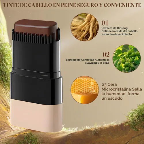 Vista 6 de Barra y peine 2 en 1 para teñir el cabello, impermeable y a prueba de sudor, retoque de raíz instantáneo y conveniente para cabello gris, peine