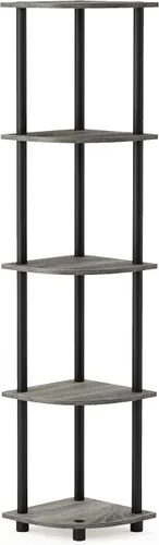 Vista 43 de Furinno Turn-N-Tube - Estantes de almacenamiento, estante para libros de 3 niveles, estante esquinero, estantes abiertos sin herramientas