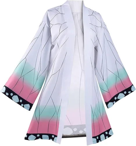 Vista 4 de Duwseal Kochou Shinobu - Conjunto de bata para cosplay, kimono, chaqueta y aretes