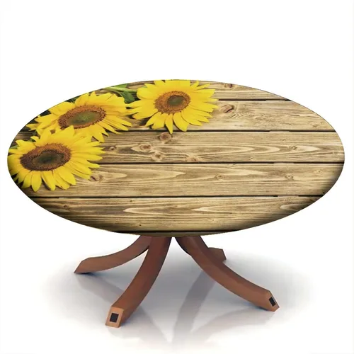 Vista 125 de Mantel redondo ajustable con borde elástico floral azul, mantel con borde elástico de estilo floral pastoral, almohadilla de mesa de poliéster