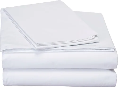Vista 2 de DaDa Bedding - Juego de sábanas de 100 % algodón súper suave, color blanco, sábana encimera y funda de almohada transpirable, tamaño matrimonial, 3
