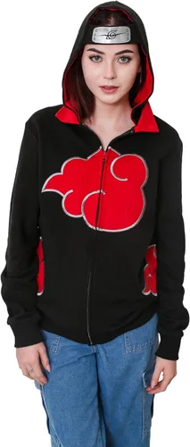 Vista 6 de Ripple Junction Naruto Shippuden Akatsuki Clan Red Clouds Zip Up Hoodie for Men