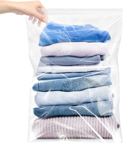 Vista 8 de Bolsas de almacenamiento con cierre de cremallera de plástico Yotelab de 3.5 galones, Bolsas de almacenamiento transparentes reutilizables de 16x19