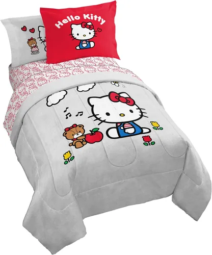 Vista 16 de Jay Franco Disney Lilo and Stitch - Juego de edredón tamaño Twin, ropa de cama de 5 piezas, incluye juego de sábanas y fundas de almohada, ropa